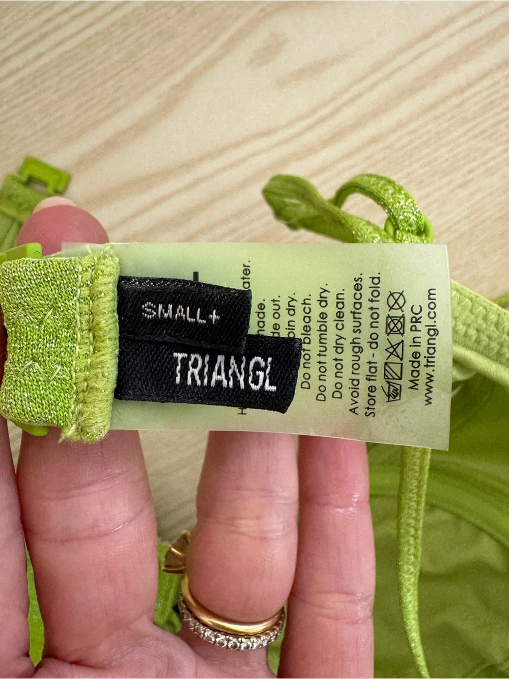 Triangl Mala Lime Green Shimmer Bikini Set with Neoprene Pouch